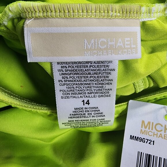 Michael Kors Size 14 Limeade One Piece Swimsuit NWT $118 MSRP - Picture 3 of 10
